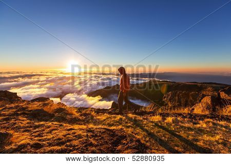 Pico Ruivo and Pico do Areeiro mountain peaks in  Madeira, Portugal