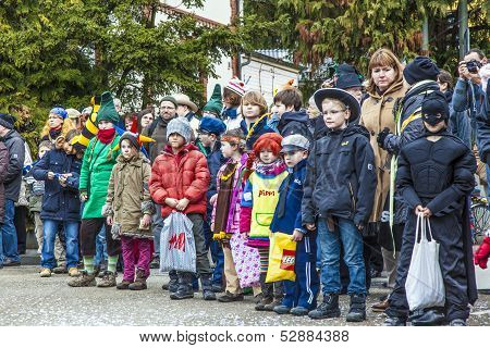Spectators Watch The Carnival  Parade