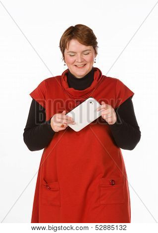 Caucasian Woman In Orange And Blue