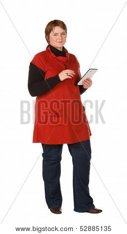 Caucasian Woman In Orange And Blue