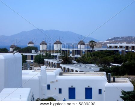 Mykonos beyaz ve mavi