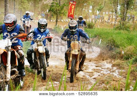 Racer In Activity At Motorcycle Race