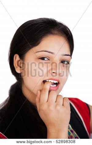 Attractive Indian girl doing fun