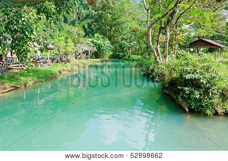 Blue Lagoon In Vang Vieng. Laos.