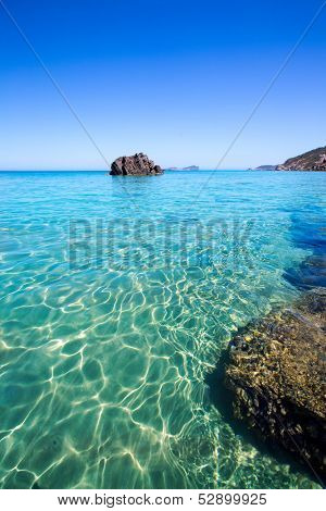 Ibiza Aigues Blanques Aguas Blancas Beach at Santa Eulalia Balearic Islands of spain