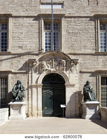 MONTPELLIER, FRANCE - AUGUST 14: University of Medicine and Cathedral St Pierre on august 14, 2013 in Montpellier