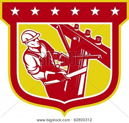 Power Lineman Telephone Repairman Shield
