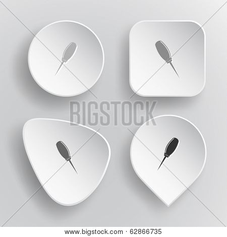 Awl. White flat vector buttons on gray background.