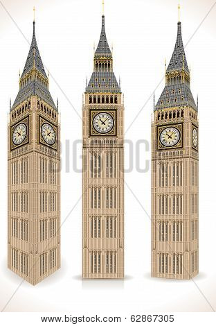Big Ben Tower Isolated On White