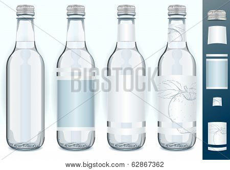 Four Glass Bottles With Generic Labels