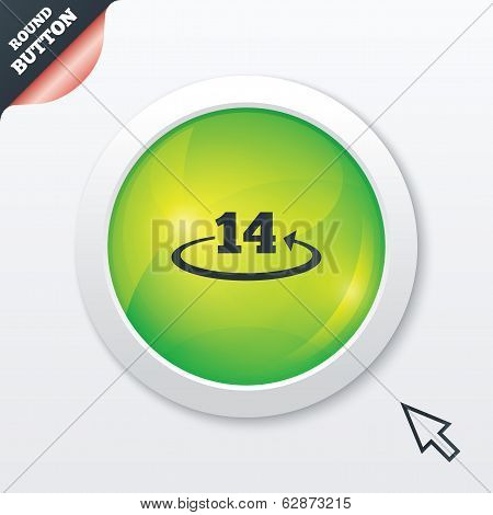 Return of goods within 14 days sign icon.