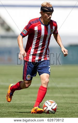 CARSON, CA - APRIL 6: Chivas USA M Kristopher Tyrpak (21) during the MLS game between the Los Angeles Galaxy & Chivas USA on April 6th 2014 at the StubHub Center in Carson, Ca.