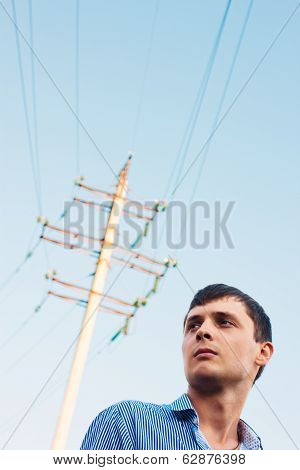 Guy and power line