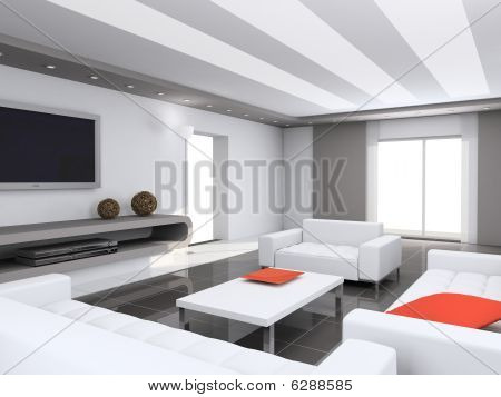 Rendu 3D intérieur moderne de salon