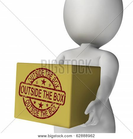 Outside The Box Character Shows Thinking Creatively And Original Ideas