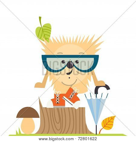 Cartoon  Hedgehog, Hipster Style