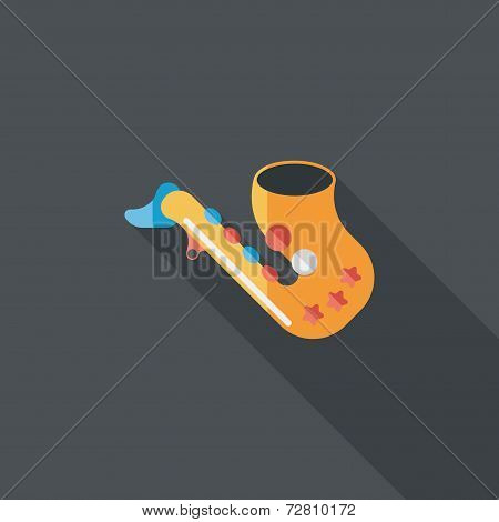 Saxophone Flat Icon With Long Shadow,eps10