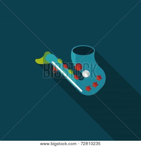 Saxophone Flat Icon With Long Shadow,eps10