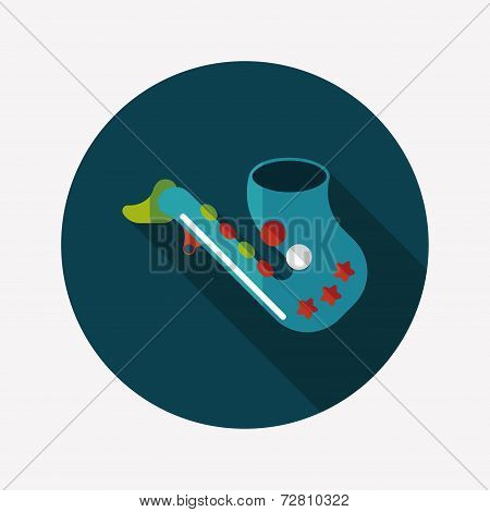 Saxophone Flat Icon With Long Shadow,eps10