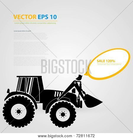 Vector isolated tractor icons. silhouettes.