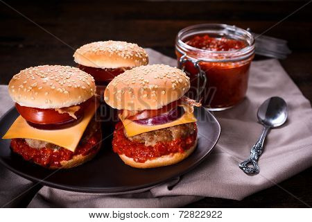 Ajvar Salad And Beef Burger