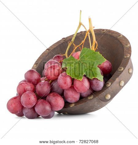 Fresh Red Grapes In Wood Bown