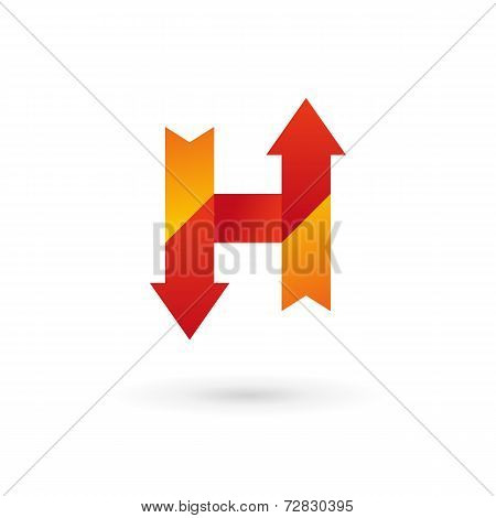 Letter H arrow ribbon logo icon design template elements. Vector color sign.