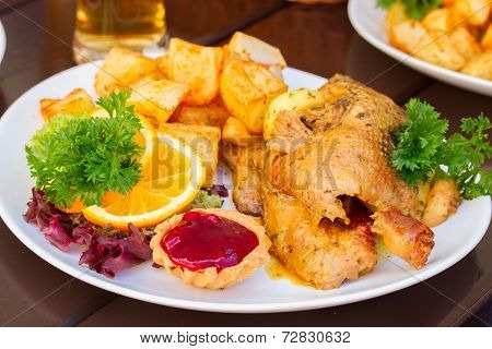 Polish National Dish - Duck With Apples And Potato