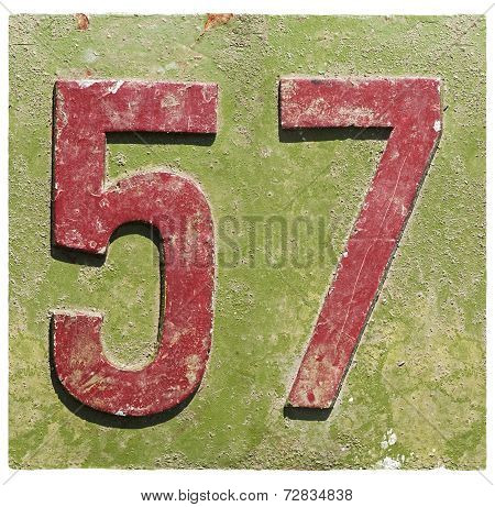 plate with a number 57
