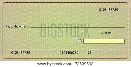 Bank check blank order. Vector stock illustration