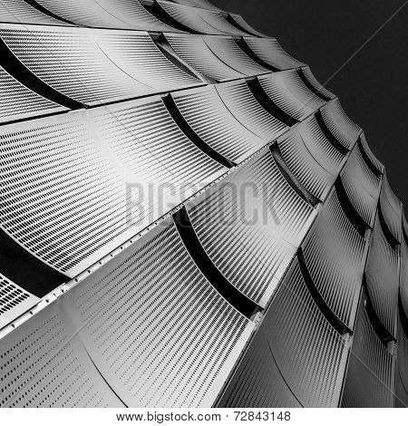 Facade of a building, consisteng of perforated metal