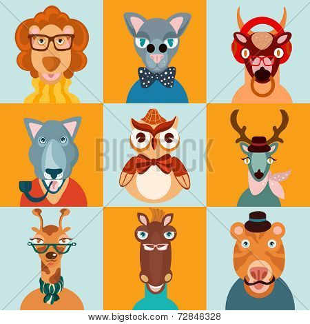 Hipster animal icons