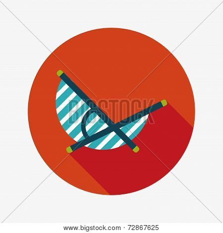 Lounger Beach Sunbed Chair Flat Icon With Long Shadow