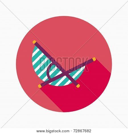 Lounger Beach Sunbed Chair Flat Icon With Long Shadow