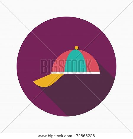 Peaked Cap Flat Icon With Long Shadow