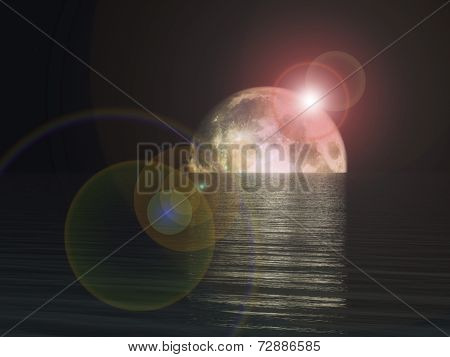 Digital Visualization Of A Moonset