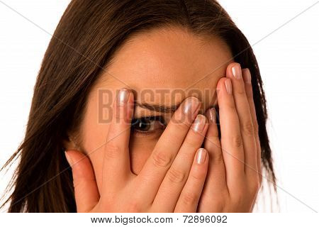 Frightened Woman - Preety Girl Gesturing Fear