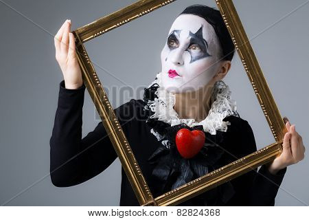 Woman In Disguise Harlequin In The Picture Frame