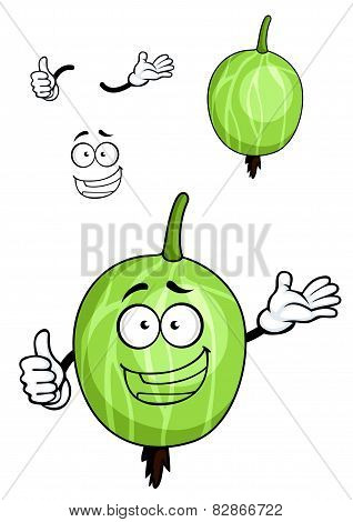 Cartoon green striped gooseberry fruit