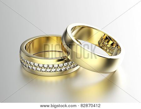 Golden Ring with Diamond. Jewelry background. Valentine day