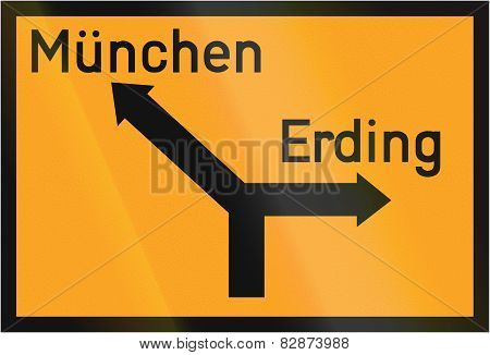 Direction Sign To Munich And Erding 1936