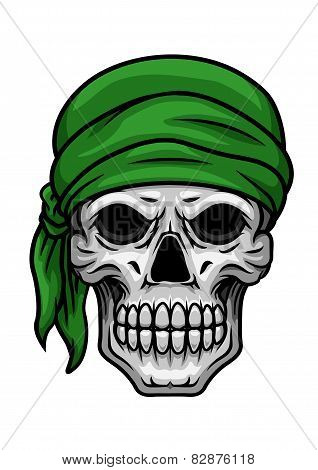 Cartoon skull in green bandana