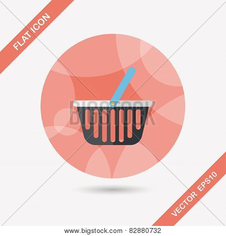 Shopping Basket Flat Icon With Long Shadow,eps10