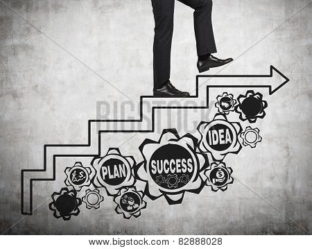 Businessman Walking On Arrow