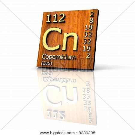 Le copernicium Tableau periodique Elements - planche de bois