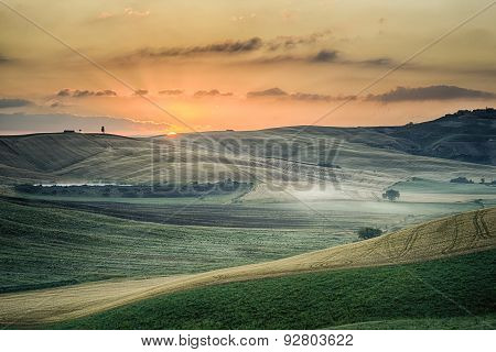 Sunrise Over The Crete Senesi
