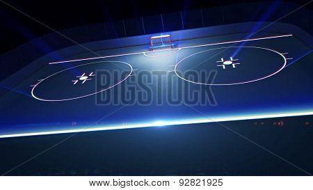 Hockey Ice Rink And Goal