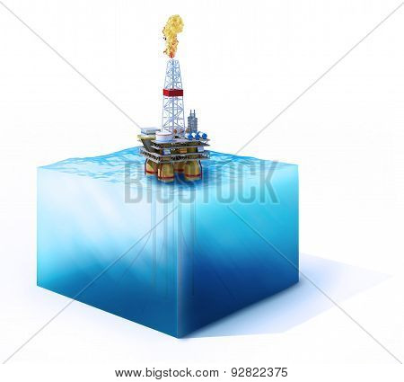 Cross Section Of Ocean With Oil Platform