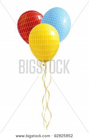 Group Of  Balloons. Vector Illustration With Visible Mesh.