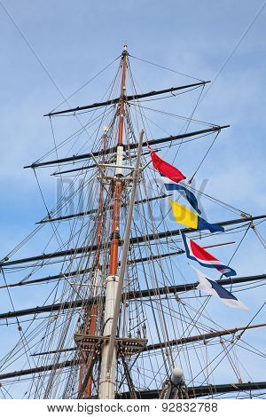 Upwards view of the old ship's masts